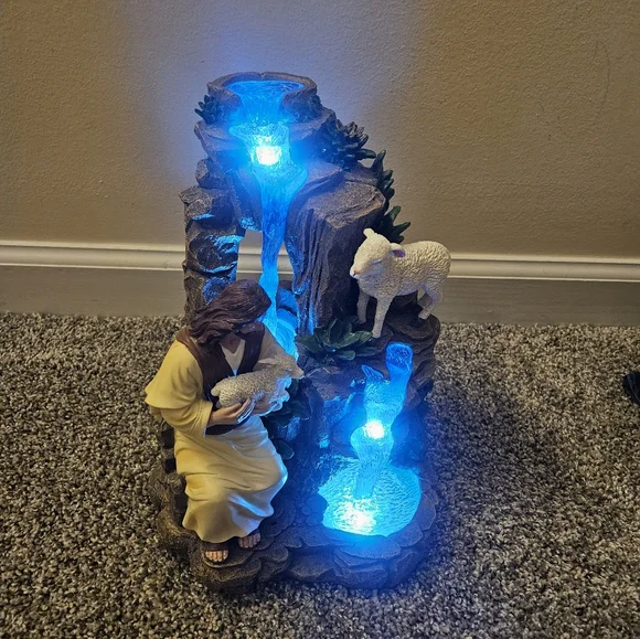 Bradford Exchange Religious Figurine with Waterfall and Lambs - Picture 8 of 9